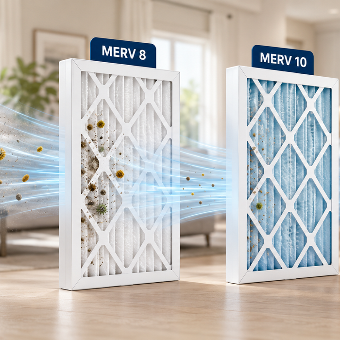 MERV 10 air filter compared with a basic home air filter for everyday dust and pollen control