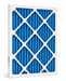 Blue and white air filter with MERV 10 label on a white background