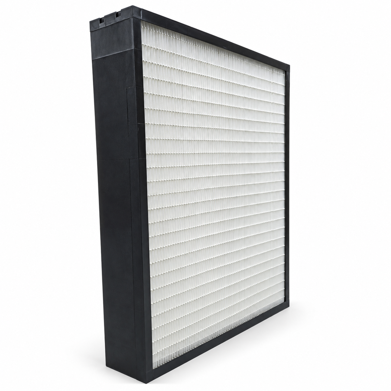 24x24x4 plastic box style mini pleat filter angled view