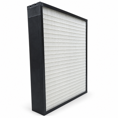 24x24x4 plastic box style mini pleat filter angled view