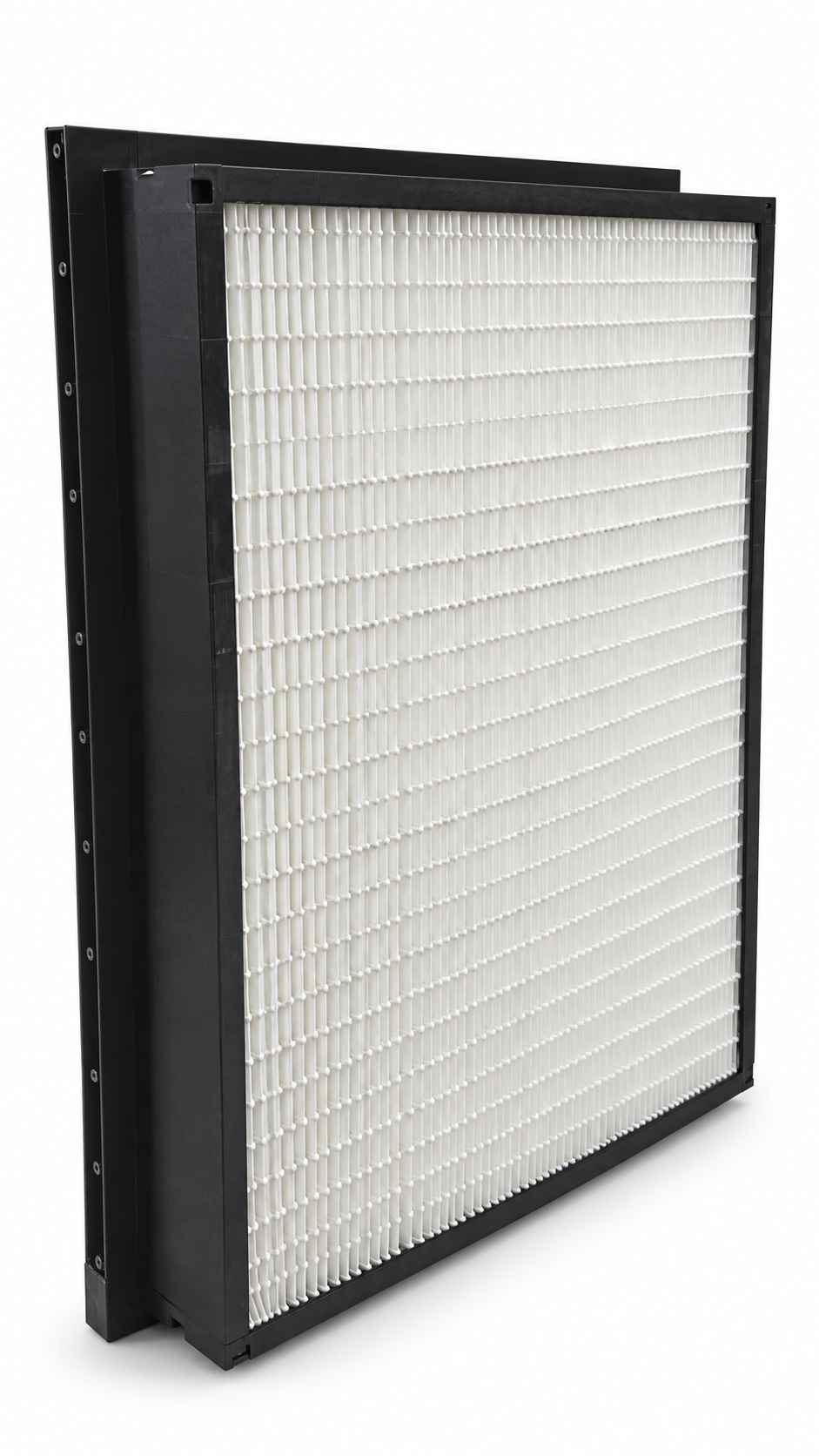24x24x4 plastic single header mini pleat filter back angled view