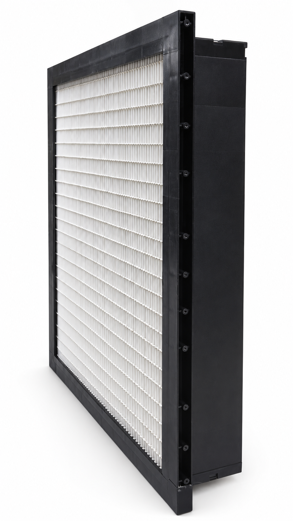 24x24x4 plastic single header mini pleat filter front angled view