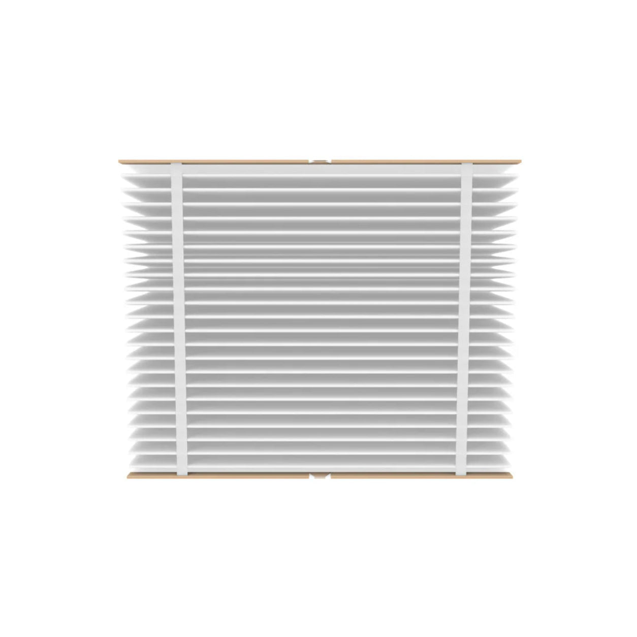 White pleated window blind on a white background