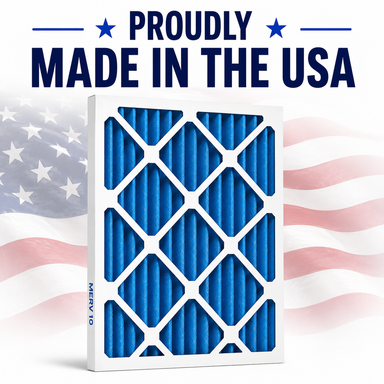American flag with 'Proudly Made in the USA' text on a blue background