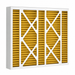 A whole house air filter with beverage frame and pleated filter material. 