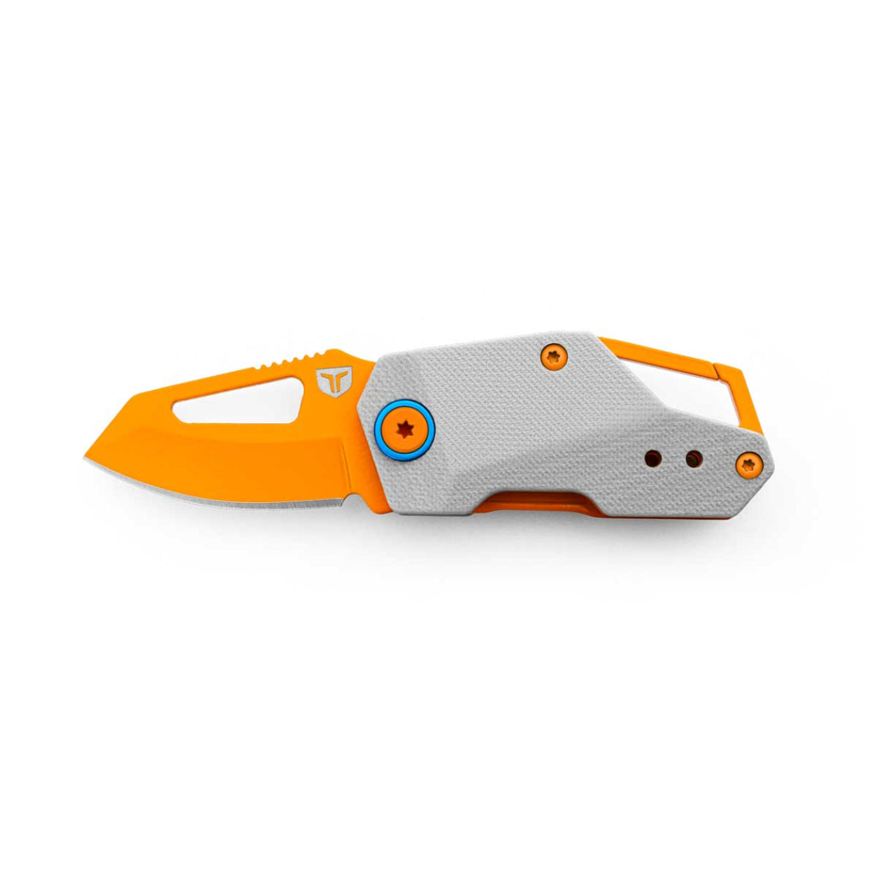 Orange and gray knife on a white background